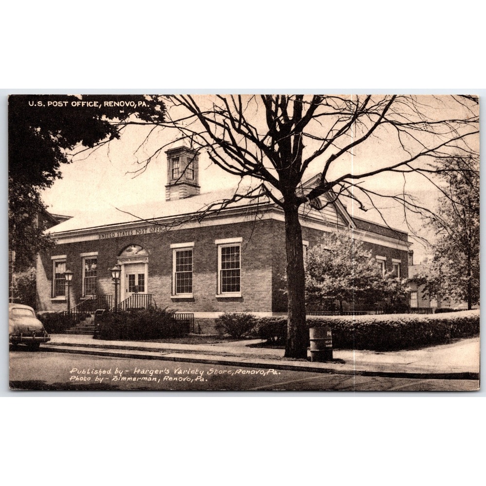 Postcard VTG  U.S. Post Office Renovo PA Harger's Variety Store Sepia PA Unused